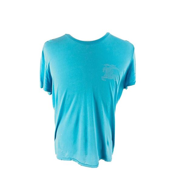 Burberry Brit Mens Thin Burnout Tee‎ T-Shirt Medium Blue Faded Logo Distressed - Picture 1 of 12